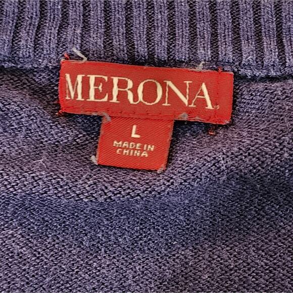 Merona blue and white striped v neck sweater size‎ large - Picture 5 of 5